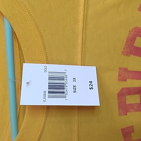 Fifth Sun Women's Crop Top 2X Yellow & Red 60% Cotton 40% Polyester - Picture 3 of 5